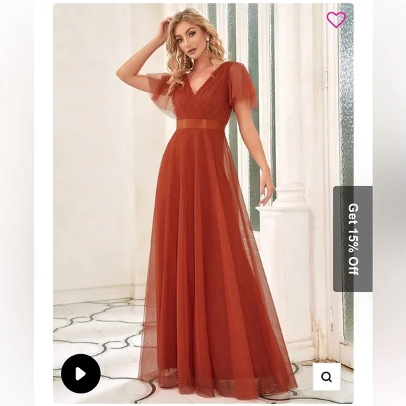 short burnt orange bridesmaid dresses Burnt Orange Mermaid Bridesmaid Dress With Slit main image 0